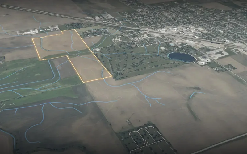 A sample Business Map: farmland in 3D with its field boundary