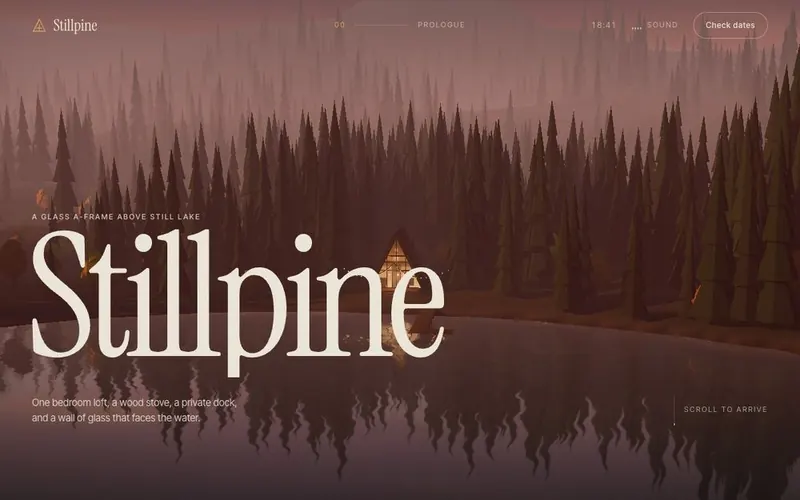 Stillpine sample: a cabin retreat on its 3D lake valley