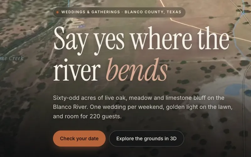 A sample venue website built around its 3D map